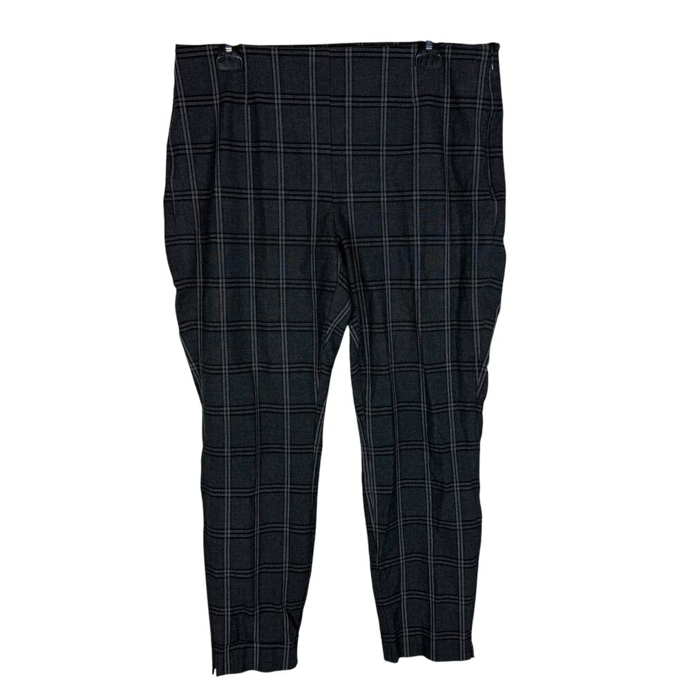 WHBM The Skinny‎ Ankle Women Pants 14 Gray Windowpane Stretch Side Zip High-Rise